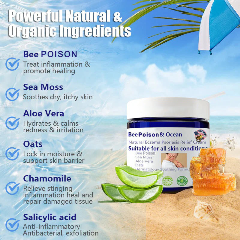 đBee Poison & Ocean Natural Eczema Psoriasis Relief Cream (For all skin conditions)