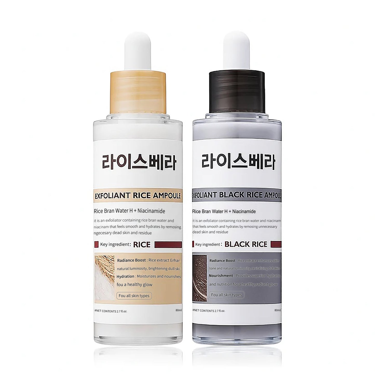 Rice Ampoule Duo (2 Bottles) – Clears Blackheads & Whiteheads, Revives Dull & Dry Skin. Safe for All Skin Types