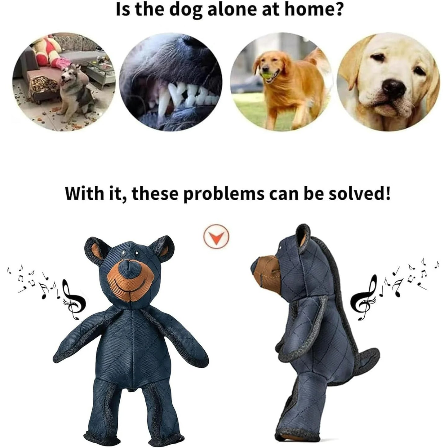 Indestructible & Interactive Bear Dog Toys For Heavy Chewers - IndestructiBear 2.0